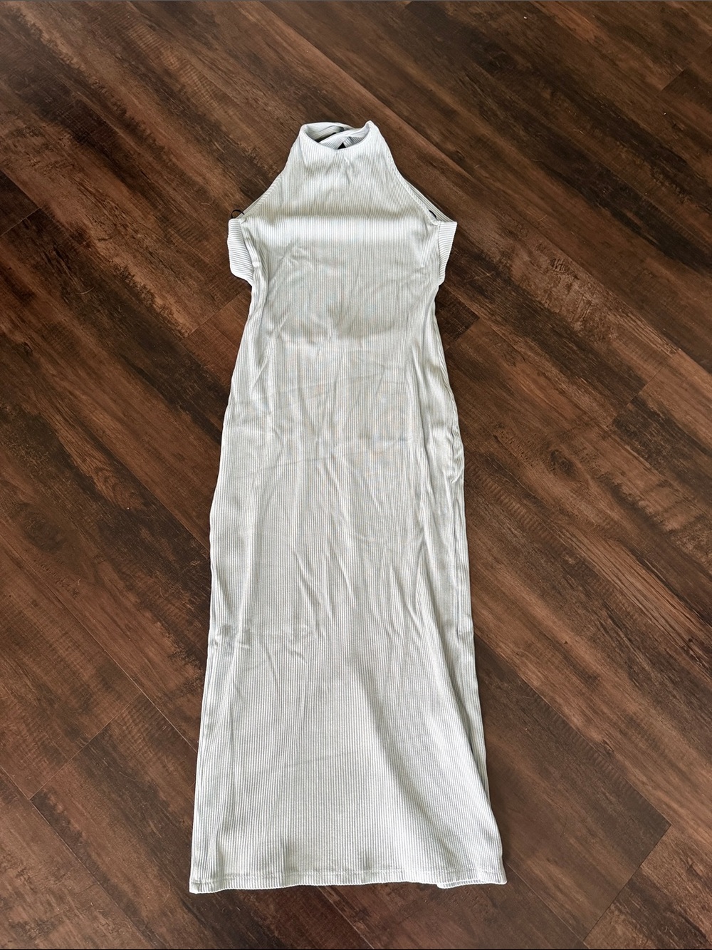 H&M Sleeveless Ribbed Maxi Dress in Pale Blue